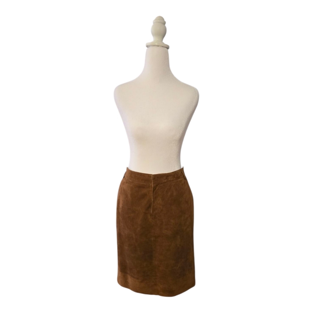 Vintage Ralph Lauren Brown Suede Midi Skirt